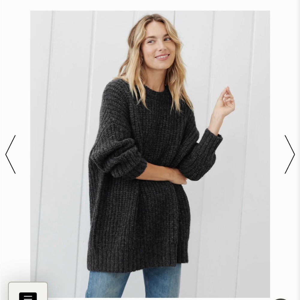 Jenni Kayne Fisherman Cocoon Crewneck Charcoal